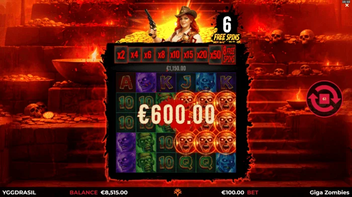 Giga Zombies - フリースピン中の勝利